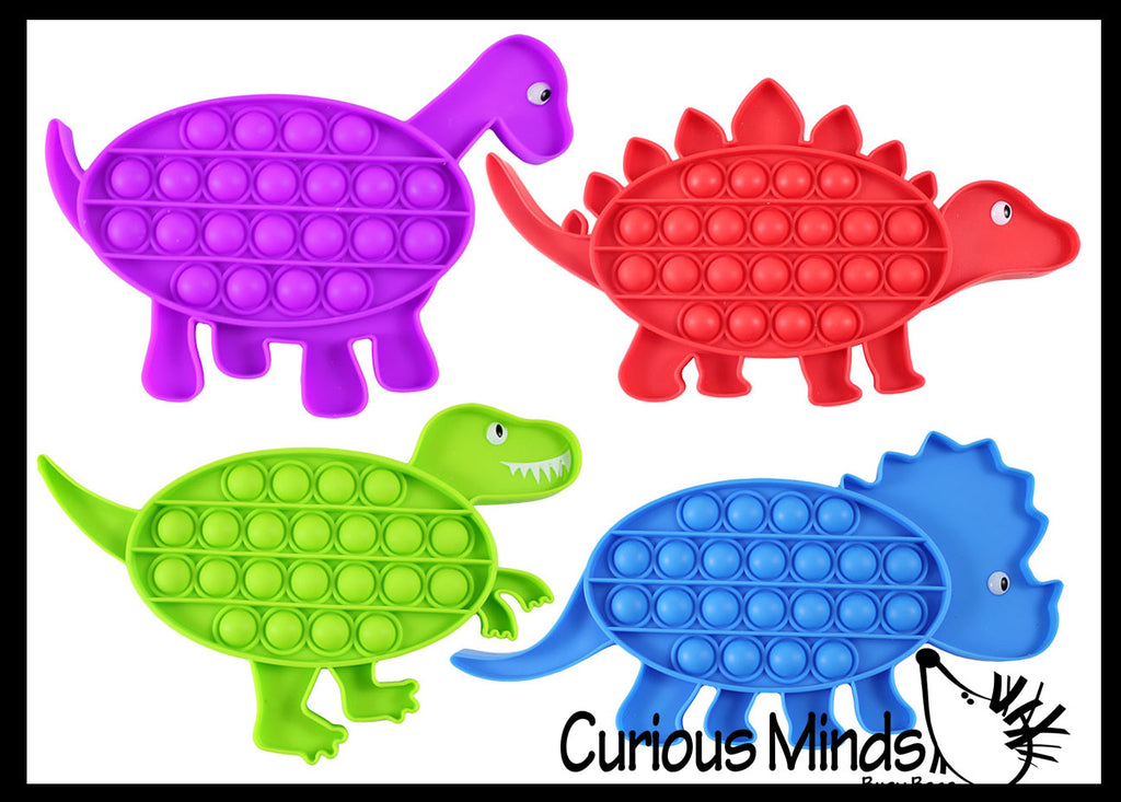 Dino Cute Dinosaur Animal Theme Bubble Pop Game - Silicone Push Poke Bubble Wrap Fidget Toy - Press Bubbles to Pop the Bubbles Down Then Flip it over and Do it Again - Bubble Popper Sensory Stress Toy