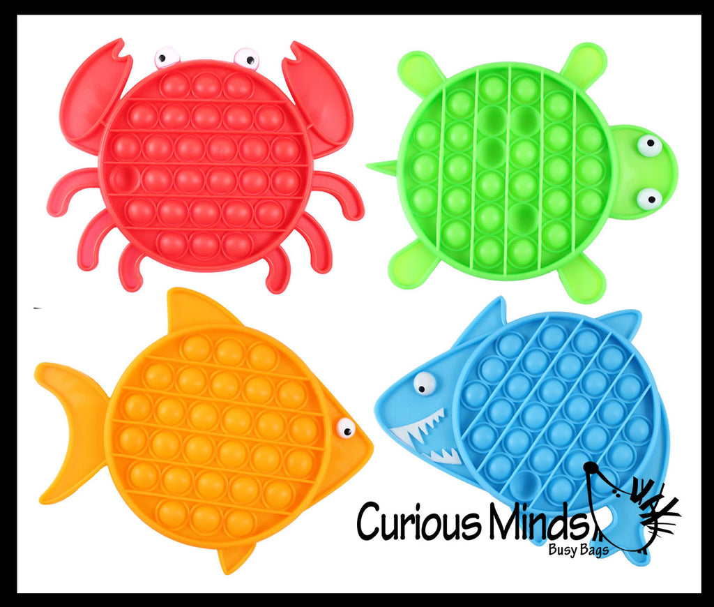 BULK - WHOLESALE - SALE - Cute Ocean Animal Theme Bubble Pop Game - Silicone Push Poke Bubble Wrap Fidget Toy - Press Bubbles to Pop the Bubbles Down Then Flip it over and Do it Again - Bubble Popper Sensory Stress Toy