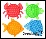 BULK - WHOLESALE - Cute Ocean Animal Theme Bubble Pop Game - Silicone Push Poke Bubble Wrap Fidget Toy - Press Bubbles to Pop the Bubbles Down Then Flip it over and Do it Again - Bubble Popper Sensory Stress Toy