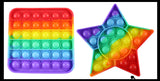 BULK - WHOLESALE - Rainbow Bubble Pop Game - Silicone Push Poke Bubble Wrap Fidget Toy - Circle, Square, Star, Flower, Octagon, Flower - Press Bubbles to Pop the Bubbles Down Then Flip it over and Do it Again - Bubble Popper Sensory Stress Toy