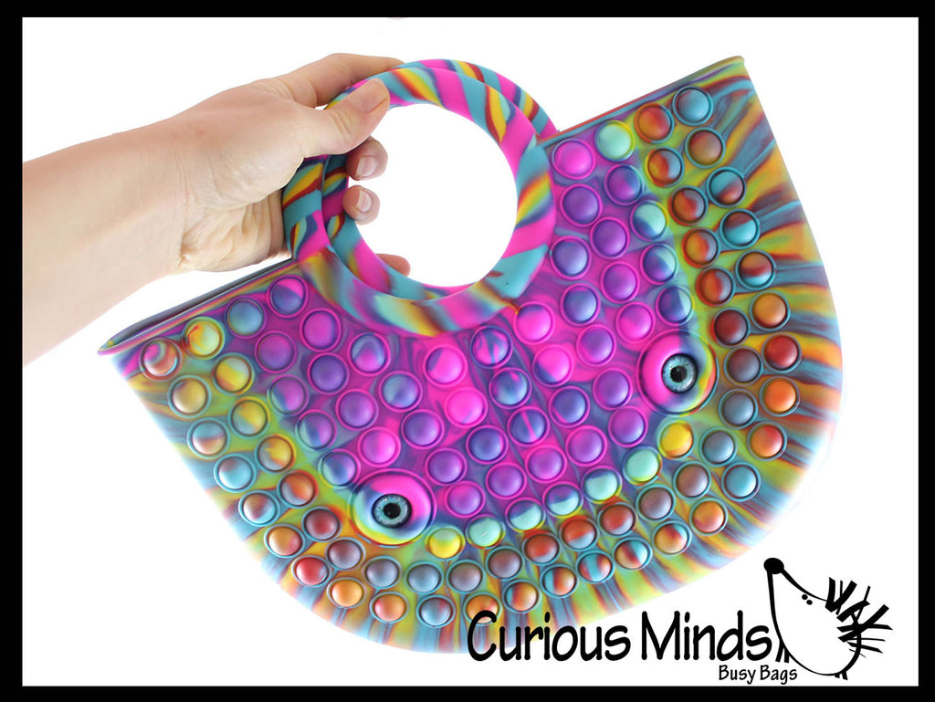 LAST CHANCE - LIMITED STOCK - Large Bubble Popper Purse Bag Wallet - Bubble Pop Flip Fidget Toy - Silicone Push Poke Bubble Wrap Fidget Toy - Press Bubbles to Pop the Bubbles Down Then Flip it over and Do it Again - Bubble Popper Sensory Stress Toy