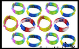 BULK/WHOLESALE - Bubble Pop Bracelets - Adjustable Tie Dye Silicone Push Poke Bubble Wrap Fidget Toy - Press Bubbles to Pop the Bubbles Down - Bubble Popper Sensory Stress Toy Jewelry