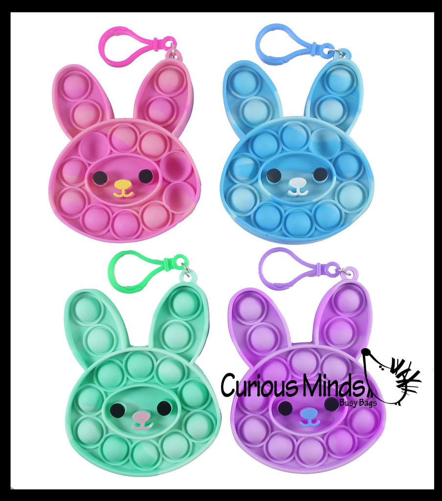 Small Bunny on Clip Bubble Popper Toy - Easter Themed - Easter Basket Fidget - Bubble Pop Fidget Toy - Silicone Push Poke Bubble Wrap Fidget Toy - Press Bubbles to Pop - Bubble Popper Sensory Stress Toy OT