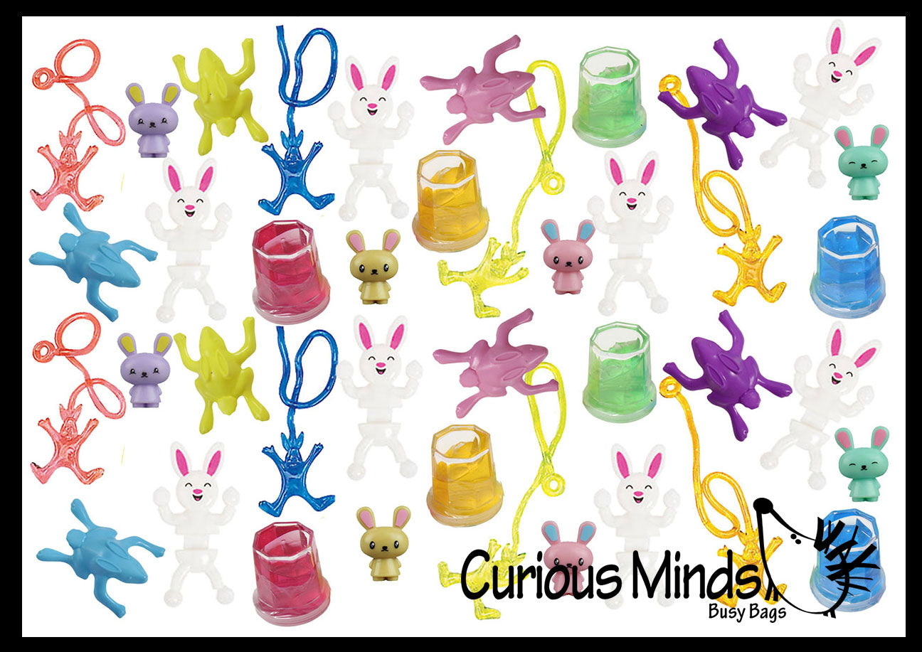 Set of 96 Bunny Rabbit Theme Easter Egg Filler Set - Small Toy Prize Assortment Egg Hunt (8 DOZEN)