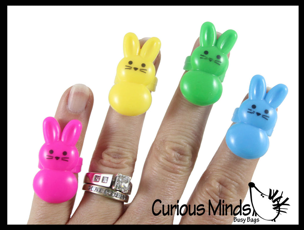 Bunny Rabbit Rings - Cute Jewelry Easter Themed Small Toys - Easter Egg Filler Set - Small Toy Prize Assortment Egg Hunt