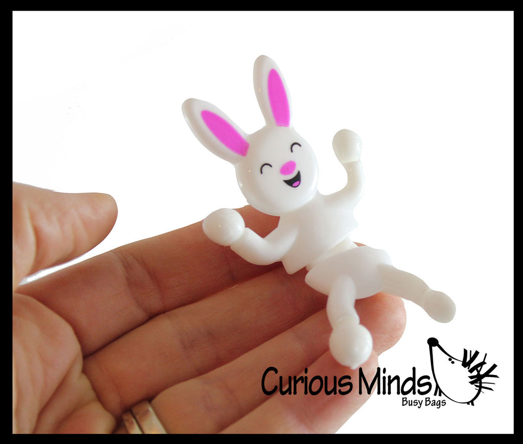 Bunny Rabbit Sticky Wall Walker Tumblers Crawlers - Easter Themed Small Toys - Easter Egg Filler Set - Small Toy Prize Assortment Egg Hunt