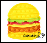 BULK - WHOLESALE - Burger Theme Bubble Pop Fidget Toy - Hamburger Junk Food Silicone Push Poke Bubble Wrap Fidget Toy - Press Bubbles to Pop - Bubble Popper Sensory Stress Toy Hamburger