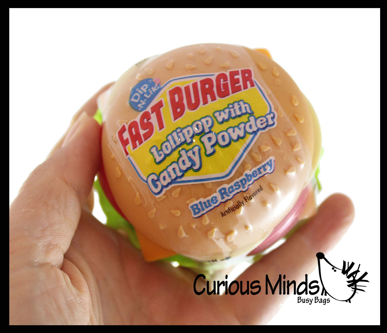 Burger Candy - Lollipop Sucker with Dipping Powder - Stacking Toy. Dip n lik