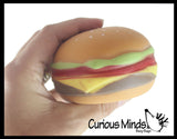 Hamburger Stretchy Squishy Squeeze Stress Ball Soft Doh Filling - Like Shaving Cream - Sensory, Fidget Toy Burger
