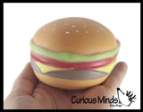 Hamburger Stretchy Squishy Squeeze Stress Ball Soft Doh Filling - Like Shaving Cream - Sensory, Fidget Toy Burger