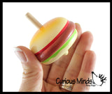 LAST CHANCE - LIMITED STOCK - Hamburger Wood Spinning Top Toy - Classic Wooden Toy - Burger