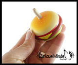LAST CHANCE - LIMITED STOCK - Hamburger Wood Spinning Top Toy - Classic Wooden Toy - Burger