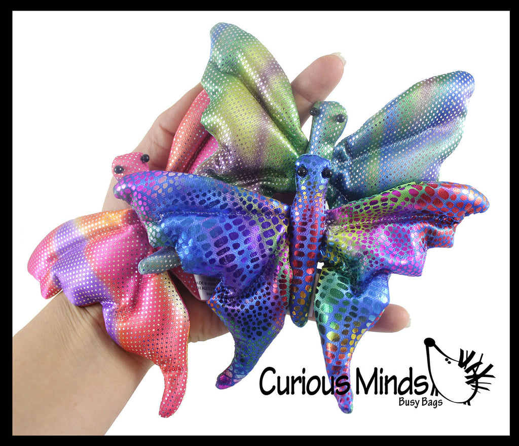 Butterfly Sand Filled Animal Toy - Heavy Weighted Sandbag Animal Plush Bean Bag Toss - Shimmering Glitter Insect