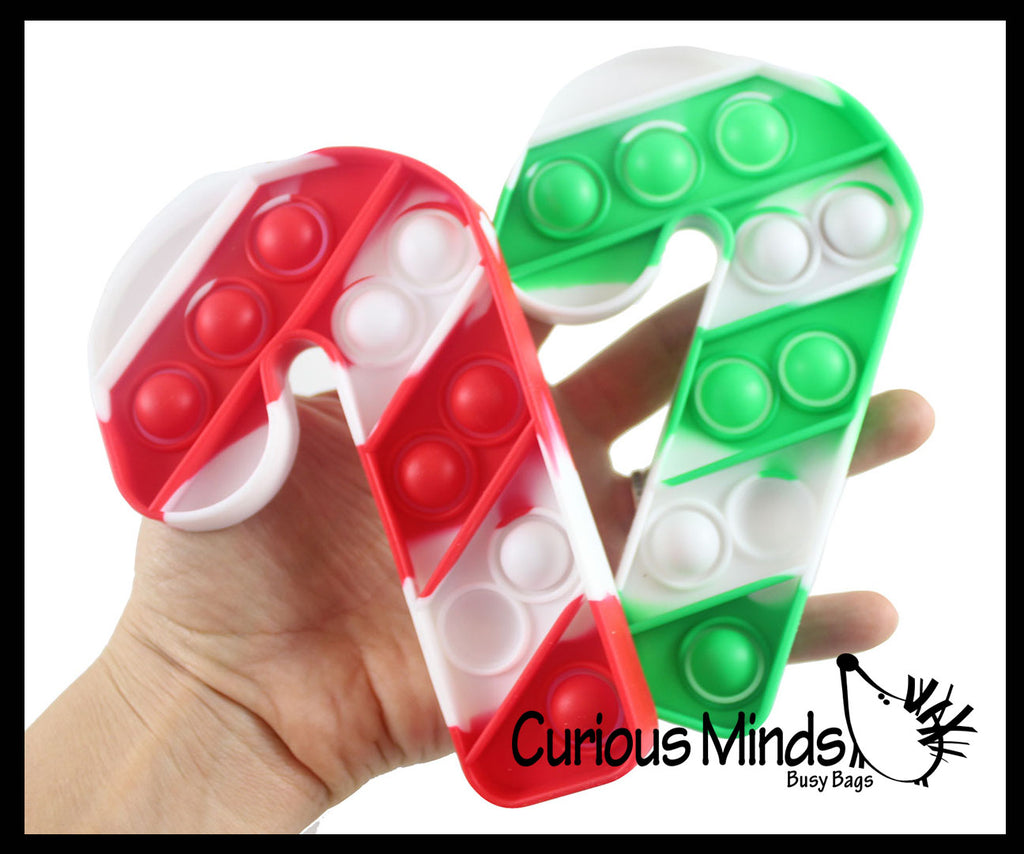 Cute Candy Cane Festive Bubble Popper Fidget Toy - Fun Party Favor Toy - Christmas Winter