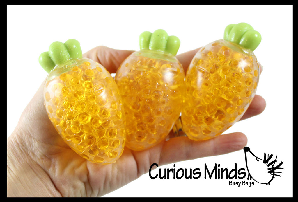 Carrot Water Bead Filled Squeeze Stress Balls  -  Sensory, Stress, Fidget Toy - Vegetable Easter