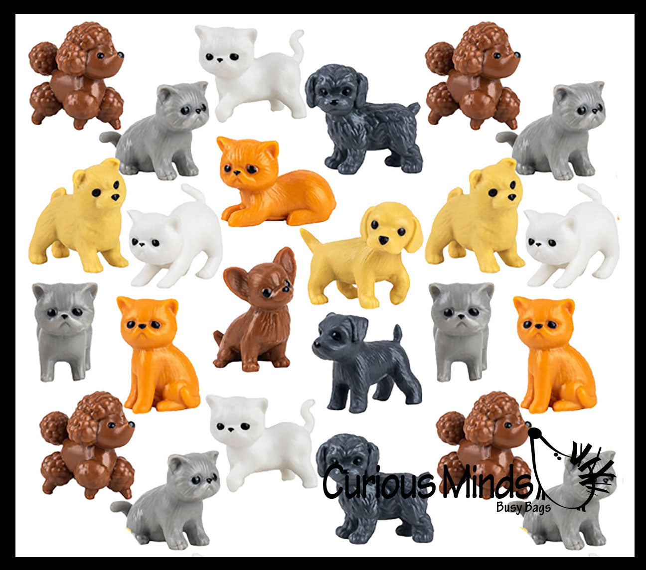 Cute Tiny Cat & Dog Figurines - Mini Toys - Small Novelty Prize Toy - Party Favors - Gift 24 Mini Cat and Dog Figurines - (2 Dozen)