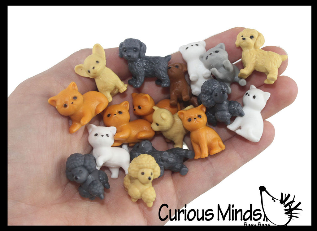 Cute Tiny Cat & Dog Figurines - Mini Toys - Small Novelty Prize Toy - Party Favors - Gift