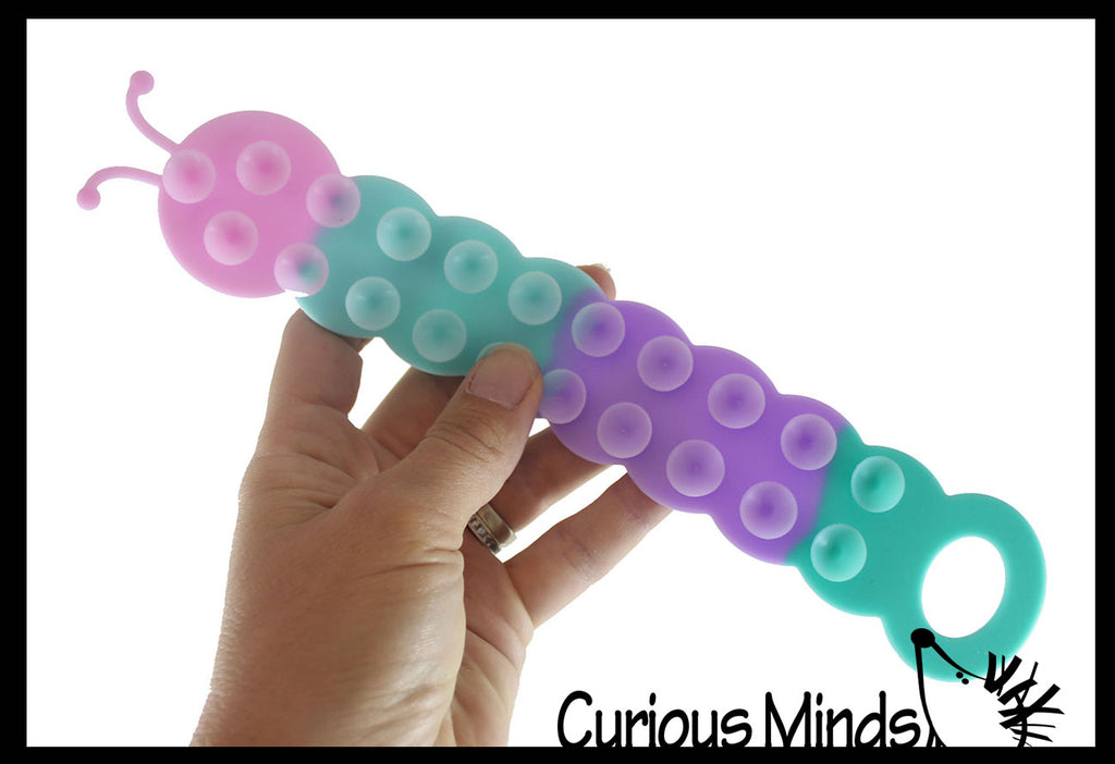 LAST CHANCE - LIMITED STOCK  - SALE - Caterpillar Bug Suction Cup Strip Fidget Pop Toy - Textured Side - Unique Sensory Popping Toy - Stick and Peel Octopus Tentacle Fidget