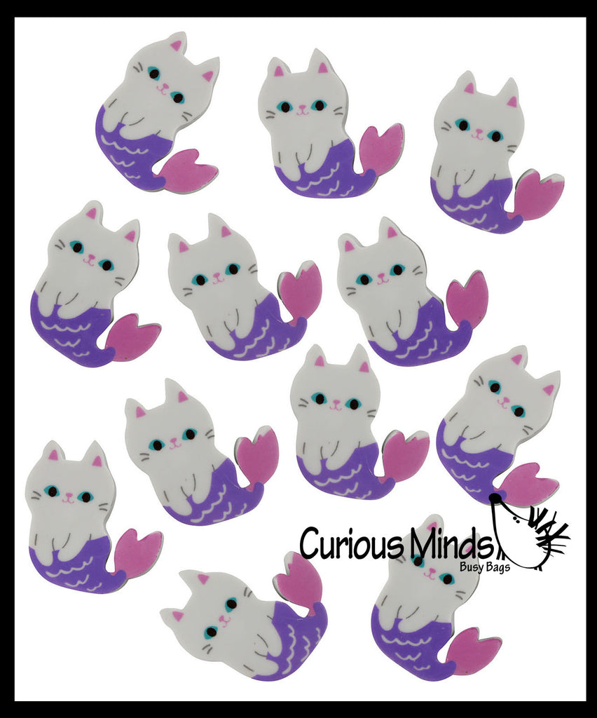 LAST CHANCE - LIMITED STOCK - Mermaid Cat - Mercat Kitty Adorable Erasers - Novelty and Functional Adorable Eraser Novelty Treasure Prize, School Classroom Supply, Math Counters - Sorting - Party Favor