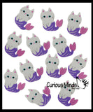 LAST CHANCE - LIMITED STOCK - Mermaid Cat - Mercat Kitty Adorable Erasers - Novelty and Functional Adorable Eraser Novelty Treasure Prize, School Classroom Supply, Math Counters - Sorting - Party Favor