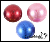 Small Individually Wrapped 1.5" Metallic Glitter with Thick Gel Mold-able Stress Ball - Ceiling Sticky Glob Balls - Squishy Gooey Shape-able Squish Sensory Squeeze Balls