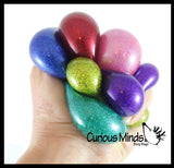 Small 1.5" Metallic Glitter with Thick Gel Mold-able Stress Ball - Ceiling Sticky Glob Balls - Squishy Gooey Shape-able Squish Sensory Squeeze Balls