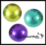 Small 1.5" Metallic Glitter with Thick Gel Mold-able Stress Ball - Ceiling Sticky Glob Balls - Squishy Gooey Shape-able Squish Sensory Squeeze Balls