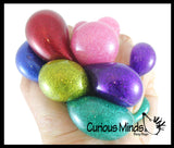 Small Individually Wrapped 1.5" Metallic Glitter with Thick Gel Mold-able Stress Ball - Ceiling Sticky Glob Balls - Squishy Gooey Shape-able Squish Sensory Squeeze Balls