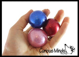 Small Individually Wrapped 1.5" Metallic Glitter with Thick Gel Mold-able Stress Ball - Ceiling Sticky Glob Balls - Squishy Gooey Shape-able Squish Sensory Squeeze Balls