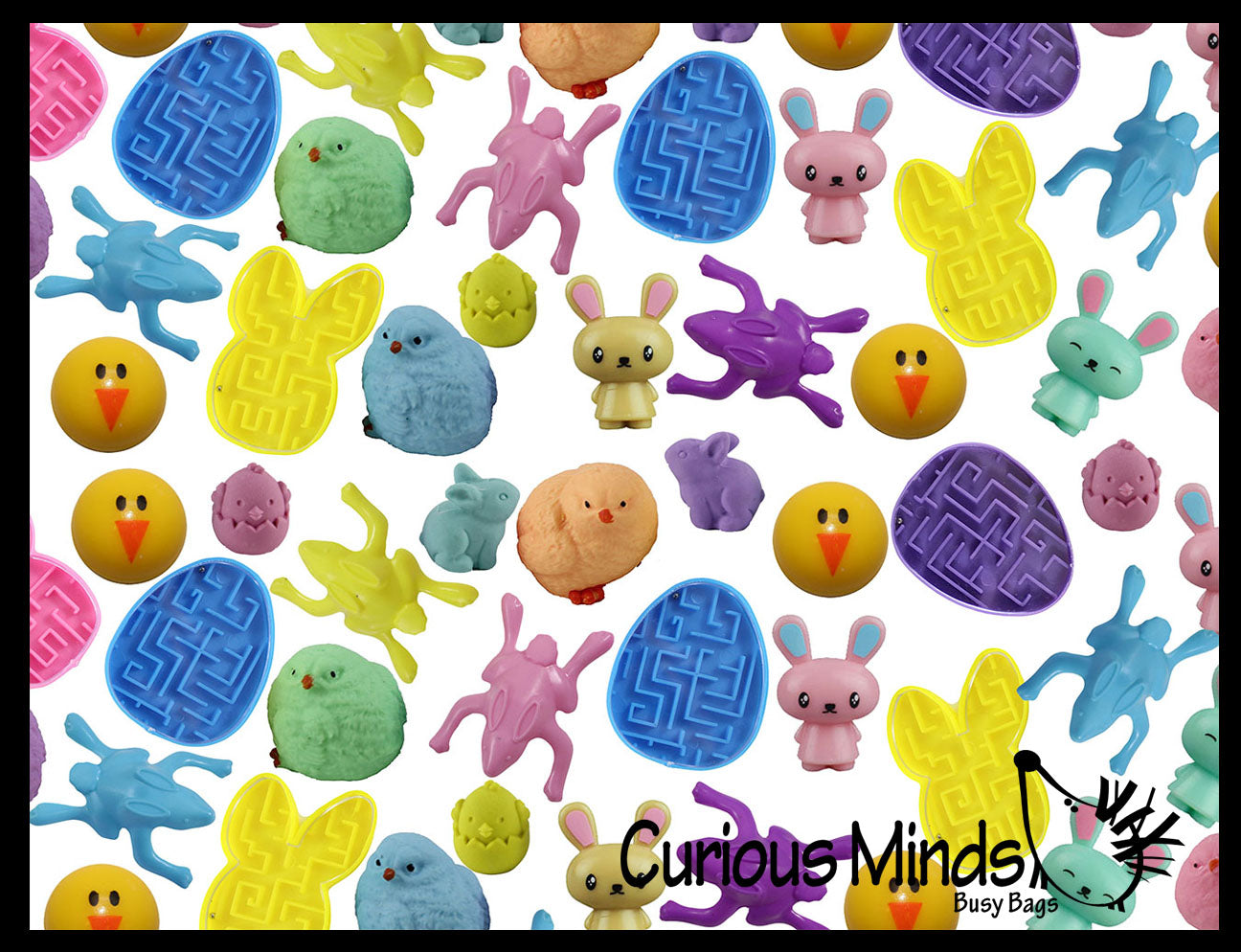 Set of 144 Bunny and Chick Easter Mix Themed Novelty Egg Filler Set - Small Toy Prize Assortment Egg Hunt (12 DOZEN)
