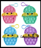 Small Chick in Egg on Clip Bubble Popper Toy - Easter Themed - Easter Basket Fidget - Bubble Pop Fidget Toy - Silicone Push Poke Bubble Wrap Fidget Toy - Press Bubbles to Pop - Bubble Popper Sensory Stress Toy OT
