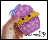 Small Chick in Egg on Clip Bubble Popper Toy - Easter Themed - Easter Basket Fidget - Bubble Pop Fidget Toy - Silicone Push Poke Bubble Wrap Fidget Toy - Press Bubbles to Pop - Bubble Popper Sensory Stress Toy OT
