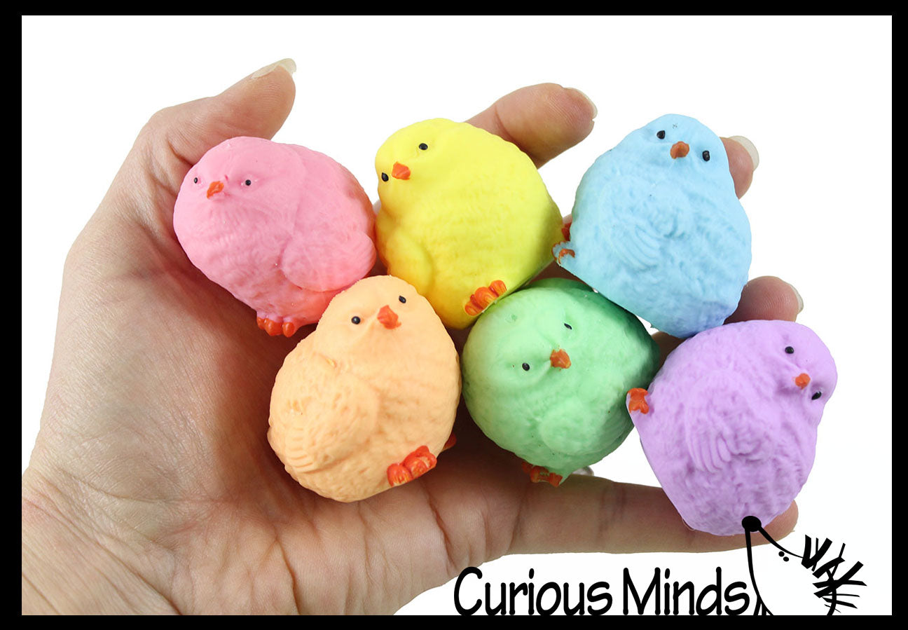 Small Chick Squishy Balls in Capsules -  Easter / Spring Themed Squishy Animals -  Sensory, Stress, Fidget Party Favor Toy - Egg Hunt