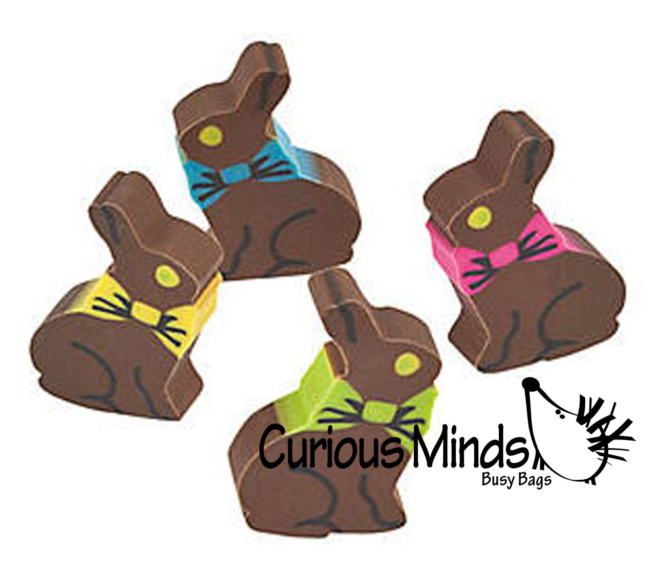 Cute Tiny Chocolate Bunny Erasers - Easter Egg Filler Prize