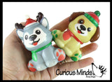 Christmas Dogs Slow Rise Squishy Toy  - Memory Foam Squish Stress Ball - Winter Christmas