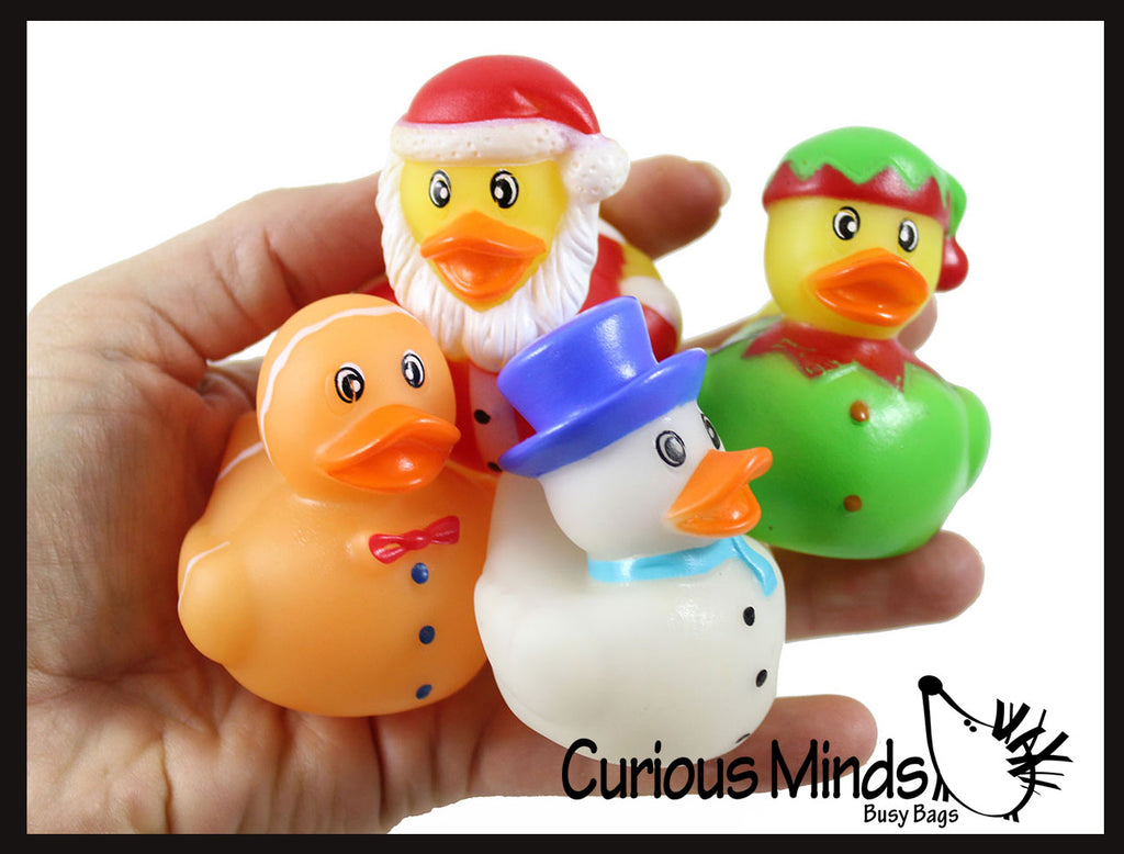 Christmas Rubber Duckies - Santa, Gingerbread Man, Snowman, and Elf Ducks - Cute Holiday Party Favor Decoration Gifts
