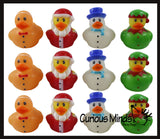 Christmas Rubber Duckies - Santa, Gingerbread Man, Snowman, and Elf Ducks - Cute Holiday Party Favor Decoration Gifts