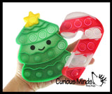 Set of 2 Cute Christmas Bubble Poppers - Tree and Candy Cane - Fidget Toy - Fun Party Favor Toy - Winter Holiday