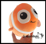 Chubby Plush Clownfish Stuffed Animal Toy - Soft Squishy Roll Animal - Plushie Stuffie