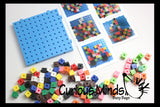CLEARANCE - SALE - Snap Block - Interlocking Cubes and Building Base - Constructive Building Block Toy with Patterns