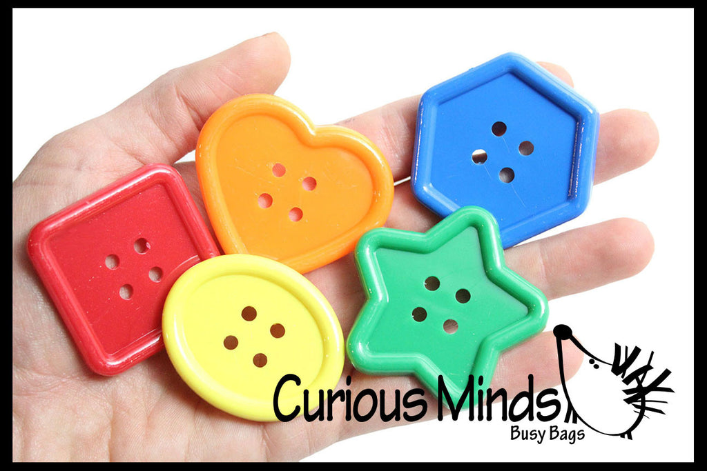 Set of 30 Large Buttons1-3/4" - Perfect color and shape sorting manipulative