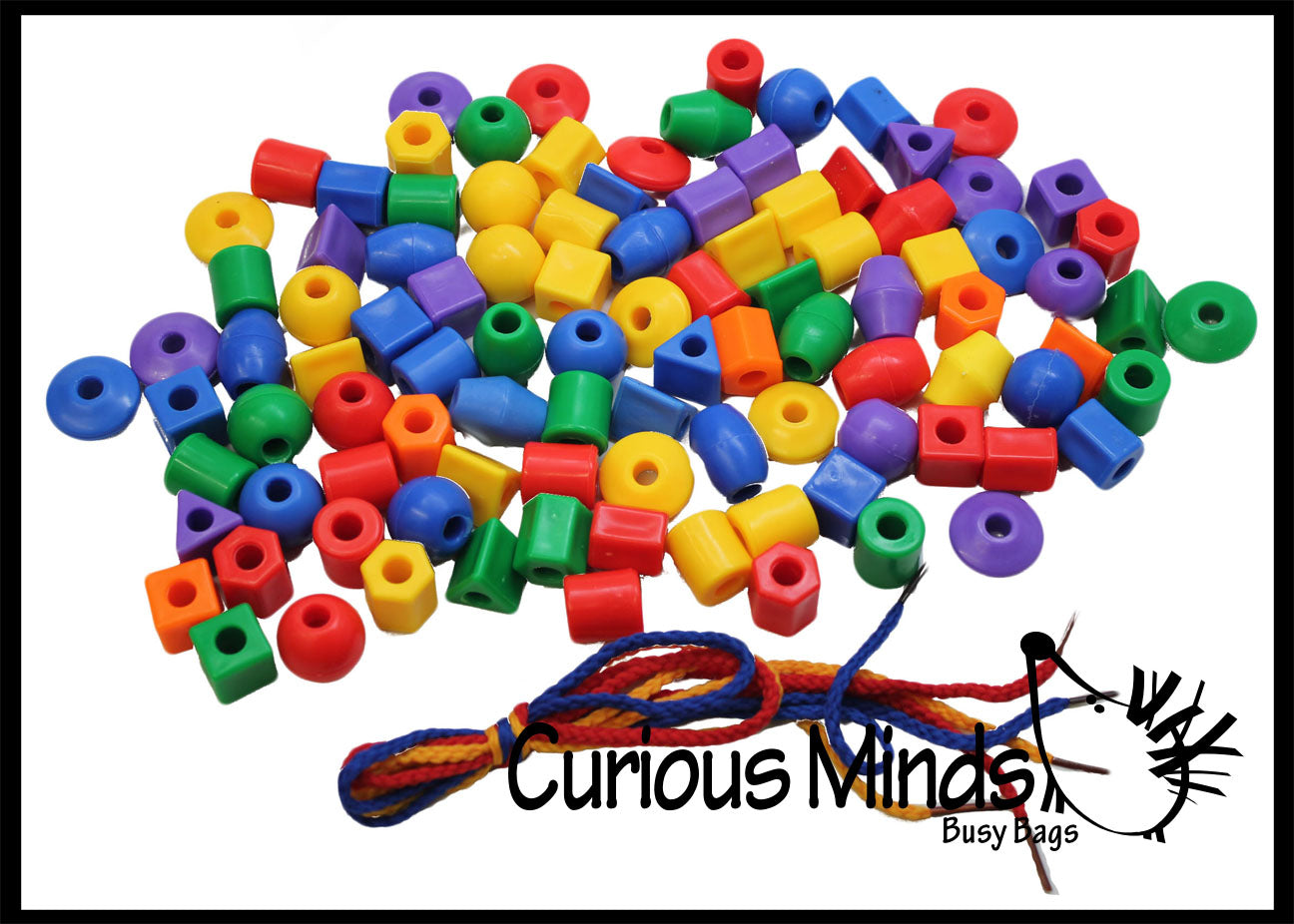 Large Colorful Beads in 6 colors and Shapes Big Plastic Kids Bead Curious Minds Busy Bags
