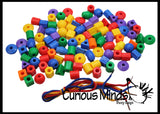 Large Colorful Beads in 6 colors and Shapes - Big Plastic Kids Bead
