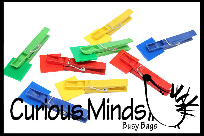 Busy Bag:  Color sorting colored clips to squares or sticks