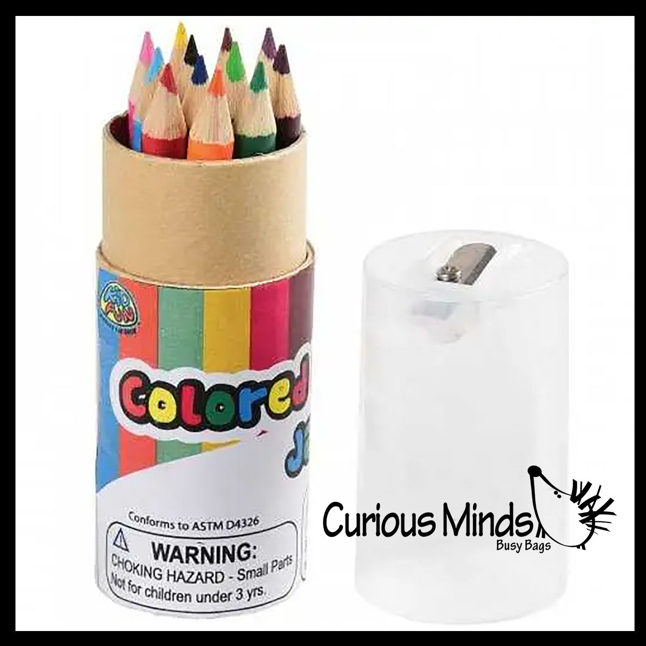 Mini Colored Pencil Jar with 12 Colored Pencils and a Built In