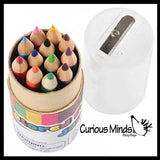 Mini Colored Pencil Jar with 12 Colored Pencils and a Built In Sharpener - Multiple Colors