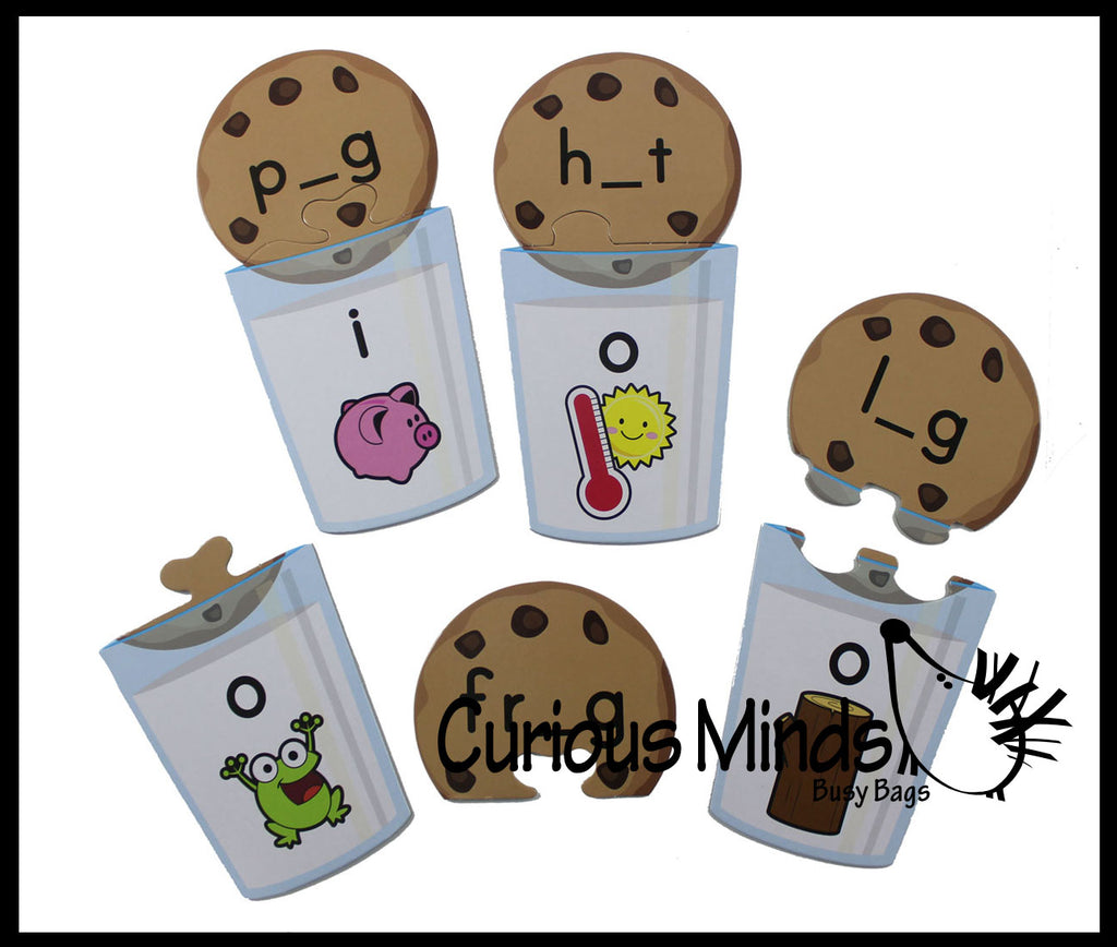 LAST CHANCE - LIMITED STOCK -  SALE  -Short Vowel Cookies and Milk Puzzle - Language Arts Teacher Supply