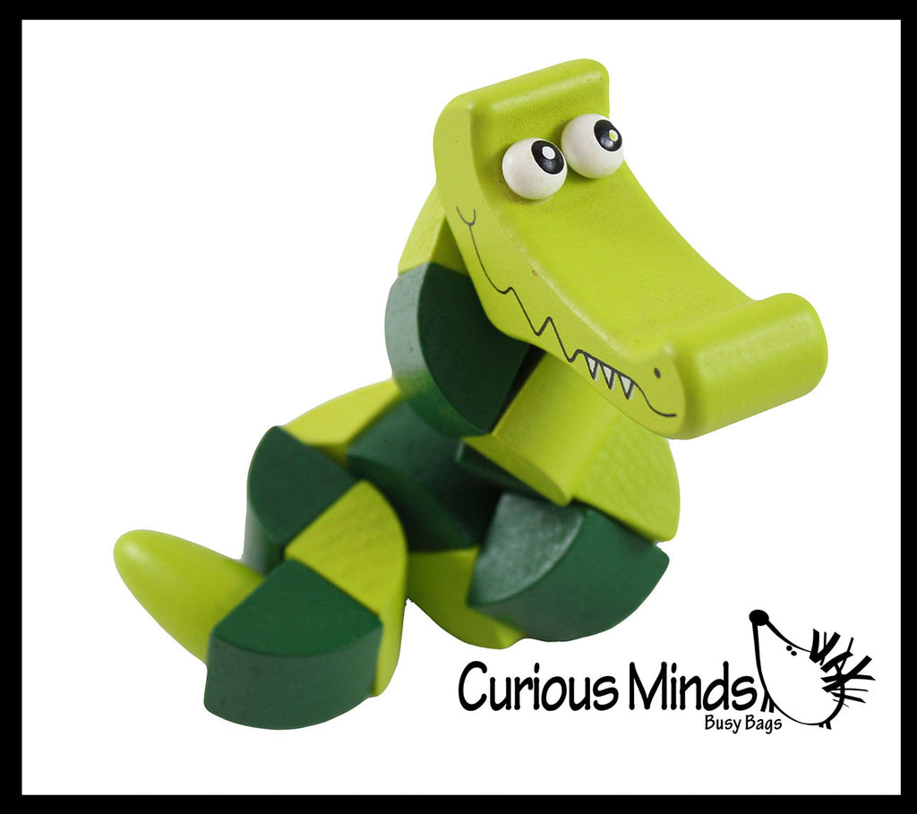 Wood Alligator Crocodile Fidget Toy - Wooden Hand Fidgets - Cute Animal Twisty Turn Toy