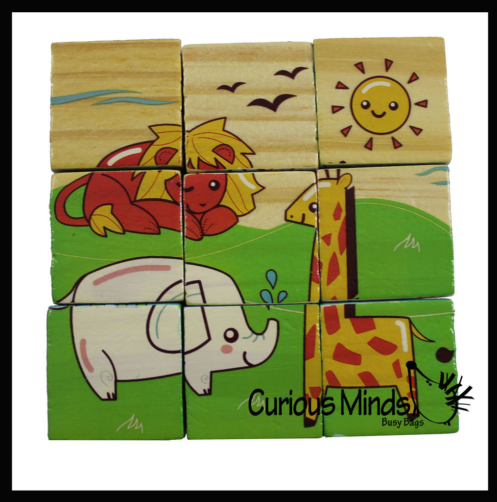 LAST CHANCE - LIMITED STOCK - Cube Wood Puzzle - 6 Different Pictures with 9 Blocks - 6 in 1 Puzzle