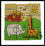 LAST CHANCE - LIMITED STOCK - Cube Wood Puzzle - 6 Different Pictures with 9 Blocks - 6 in 1 Puzzle